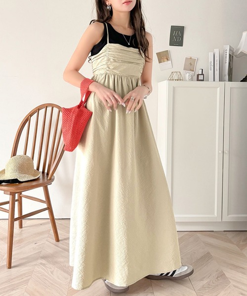 classicalelf(クラシカルエルフ)の「360度大人可愛い♪フロントギャザーバックリボンデザインキャミワンピース(Aライン)(ワンピース・レディース・ベージュ/ブラック/オフホワイト・X-LARGE/SMALL/MEDIUM/LARGE)」の4枚目の写真