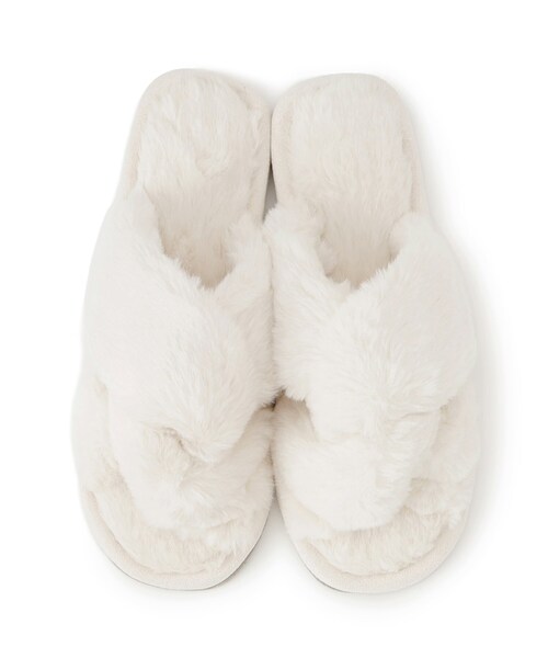 SHOO・LA・RUE（シューラルー）の「◆ねじりクロスフェイクファールームシューズ（ルームシューズ/スリッパ・レディース・グレー/アイボリー/ピンク系・00）」の7枚目の写真