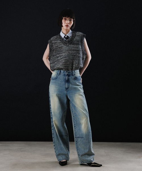 セール】BALLOON SILHOUETTE FADE DENIM（デニムパンツ）｜M TO