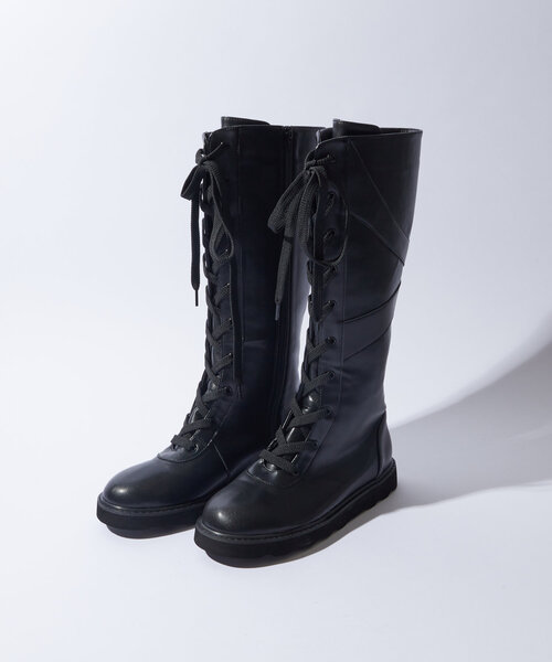WHO'S WHO gallery(フーズフーギャラリー)の「レースアップロングブーツ(ブーツ・レディース・ブラック/ブラウン・MEDIUM/LARGE)」の4枚目の写真