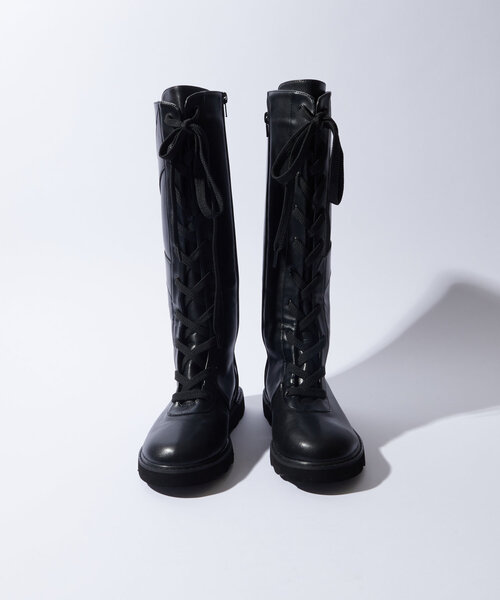 WHO'S WHO gallery(フーズフーギャラリー)の「レースアップロングブーツ(ブーツ・レディース・ブラック/ブラウン・MEDIUM/LARGE)」の5枚目の写真