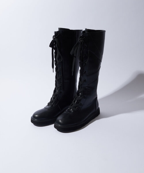 WHO'S WHO gallery(フーズフーギャラリー)の「レースアップロングブーツ(ブーツ・レディース・ブラック/ブラウン・MEDIUM/LARGE)」の6枚目の写真