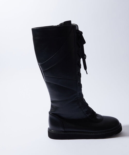 WHO'S WHO gallery(フーズフーギャラリー)の「レースアップロングブーツ(ブーツ・レディース・ブラック/ブラウン・MEDIUM/LARGE)」の10枚目の写真
