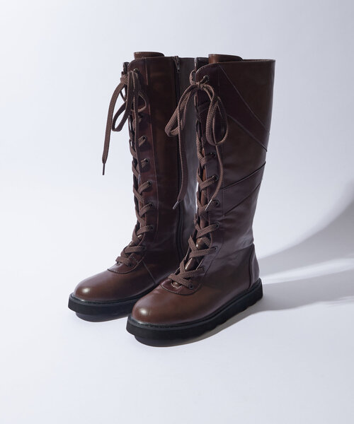 WHO'S WHO gallery(フーズフーギャラリー)の「レースアップロングブーツ(ブーツ・レディース・ブラック/ブラウン・MEDIUM/LARGE)」の14枚目の写真