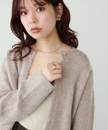 【WEB限定】リボン釦ほわほわショートカーデ