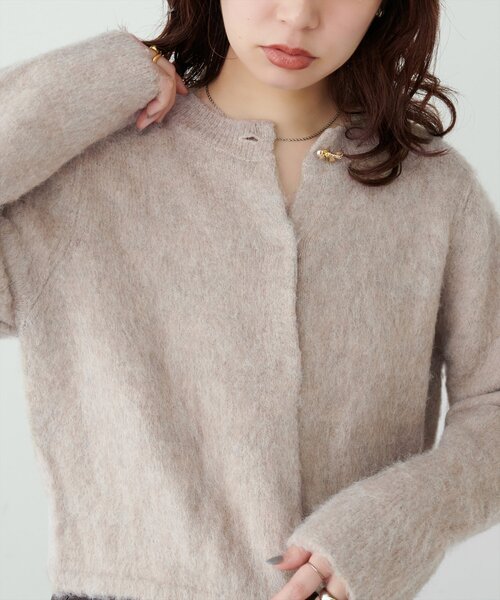 セール】【WEB限定】リボン釦ほわほわショートカーデ（カーディガン