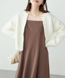 【WEB限定】リボン釦ほわほわショートカーデ
