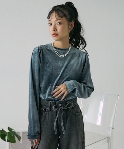 FREAK'S STORE（フリークスストア）の「ラメ ベロアカーディガン
