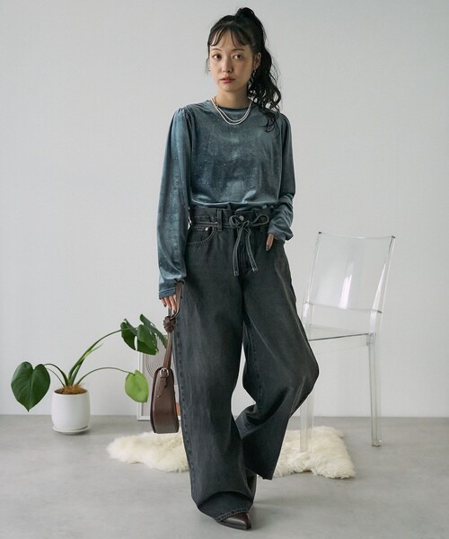 FREAK'S STORE（フリークスストア）の「ラメ ベロアカーディガン