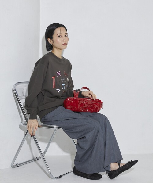 Firsthand（ファーストハンド）の「Firsthand/ファーストハンド オーガニックコットンマルチリボンプリントスウェット（スウェット・レディース・チャコールグレー/オートミール/ネイビー・FREE）」の4枚目の写真