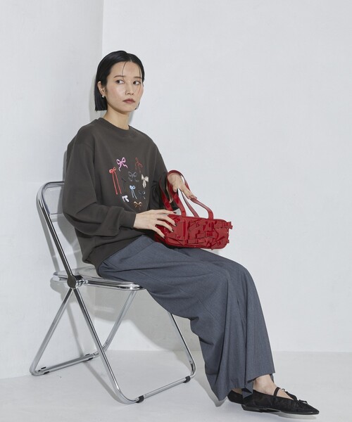 Firsthand（ファーストハンド）の「Firsthand/ファーストハンド オーガニックコットンマルチリボンプリントスウェット（スウェット・レディース・チャコールグレー/オートミール/ネイビー・FREE）」の8枚目の写真