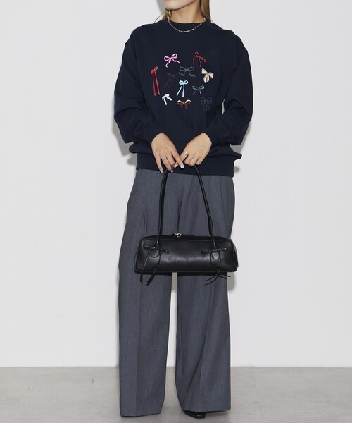 Firsthand（ファーストハンド）の「Firsthand/ファーストハンド オーガニックコットンマルチリボンプリントスウェット（スウェット・レディース・チャコールグレー/オートミール/ネイビー・FREE）」の18枚目の写真