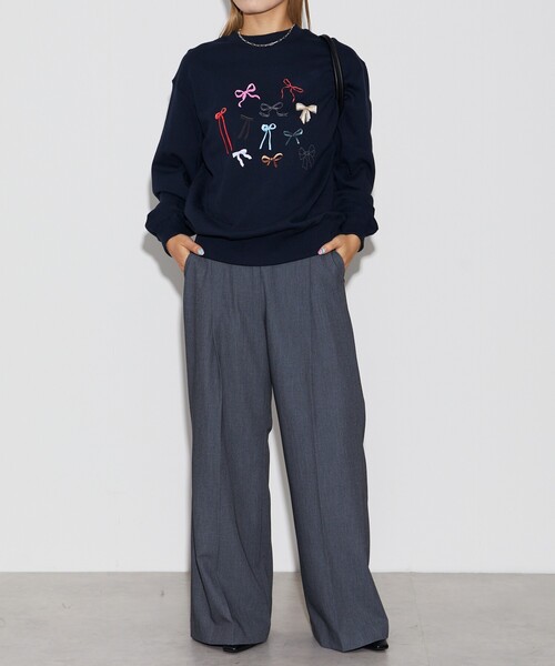 Firsthand（ファーストハンド）の「Firsthand/ファーストハンド オーガニックコットンマルチリボンプリントスウェット（スウェット・レディース・チャコールグレー/オートミール/ネイビー・FREE）」の22枚目の写真