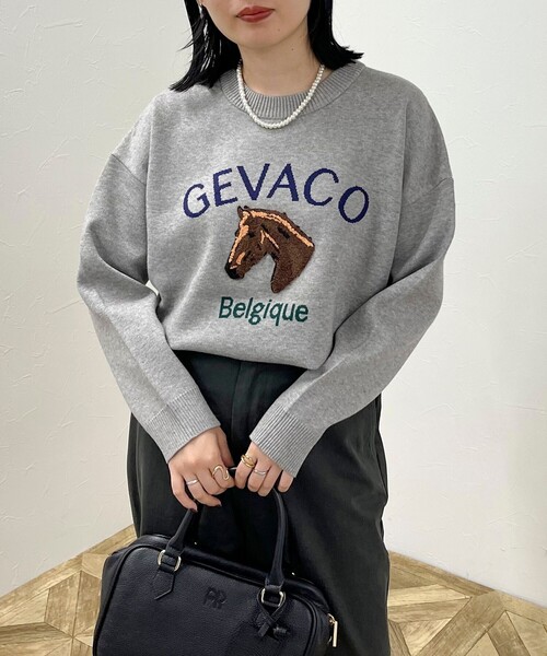 GEVACO(ゲバコ)の「【GEVACO/ゲバコ】ホースサガラ刺繍 ニットプルオーバー(ニット/セーター・レディース・アイボリー/ネイビー/グレー・38)」の3枚目の写真