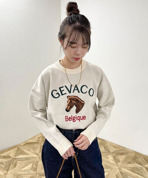 GEVACO(ゲバコ)の「【GEVACO/ゲバコ】ホースサガラ刺繍 ニットプルオーバー(ニット/セーター・レディース・アイボリー/ネイビー/グレー・38)」の12枚目の写真