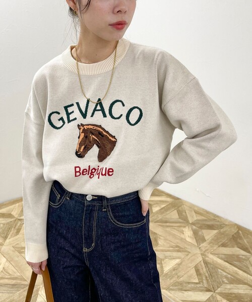 GEVACO(ゲバコ)の「【GEVACO/ゲバコ】ホースサガラ刺繍 ニットプルオーバー(ニット/セーター・レディース・アイボリー/ネイビー/グレー・38)」の15枚目の写真