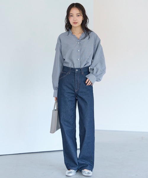 LAVEANGE（ラビアンジェ）の「【好機能シリーズ】接触冷感/UVカット/速乾/シャーリングブラウス（シャツ/ブラウス・レディース・オフホワイト/ブラック/ブルー系その他/ブラック系その他・3L/LL/M/5L/4L）」の6枚目の写真