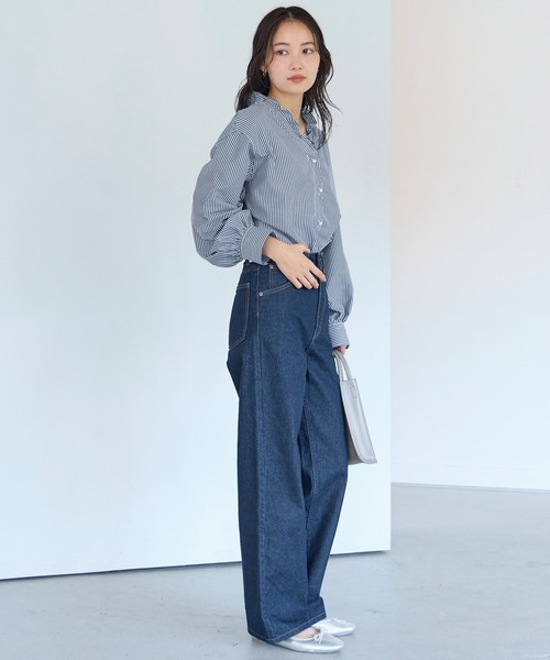 LAVEANGE（ラビアンジェ）の「【好機能シリーズ】接触冷感/UVカット/速乾/シャーリングブラウス（シャツ/ブラウス・レディース・オフホワイト/ブラック/ブルー系その他/ブラック系その他・3L/LL/M/5L/4L）」の7枚目の写真