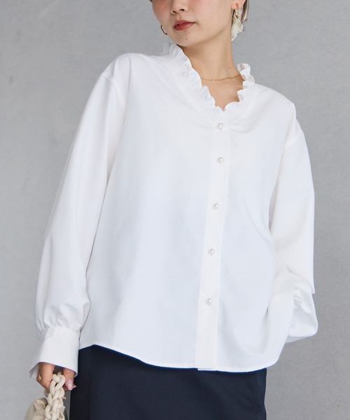 LAVEANGE（ラビアンジェ）の「【好機能シリーズ】接触冷感/UVカット/速乾/シャーリングブラウス（シャツ/ブラウス・レディース・オフホワイト/ブラック/ブルー系その他/ブラック系その他・3L/LL/M/5L/4L）」の20枚目の写真