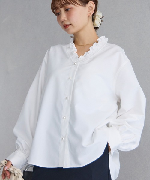 LAVEANGE（ラビアンジェ）の「【好機能シリーズ】接触冷感/UVカット/速乾/シャーリングブラウス（シャツ/ブラウス・レディース・オフホワイト/ブラック/ブルー系その他/ブラック系その他・3L/LL/M/5L/4L）」の21枚目の写真