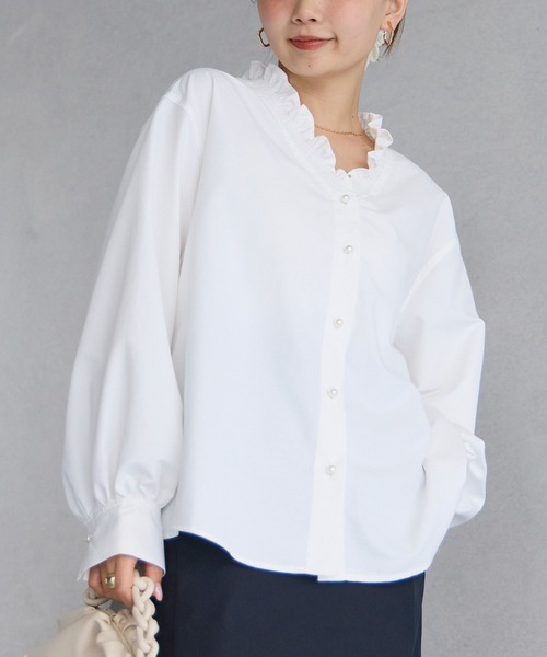 LAVEANGE（ラビアンジェ）の「【好機能シリーズ】接触冷感/UVカット/速乾/シャーリングブラウス（シャツ/ブラウス・レディース・オフホワイト/ブラック/ブルー系その他/ブラック系その他・3L/LL/M/5L/4L）」の22枚目の写真