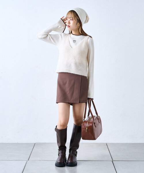 w closet（ダブルクローゼット）の「スリットミニスカパン（スカート・レディース・ベージュ/ブラウン/ブラック・FREE）」の21枚目の写真