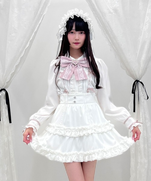 DearMyLove(ディアマイラブ)の「ハシゴレースティアードスカート(スカート・レディース・ベビーピンク/ブラック/ブルー/ホワイト・SMALL/MEDIUM/LARGE/LL/3L)」の2枚目の写真