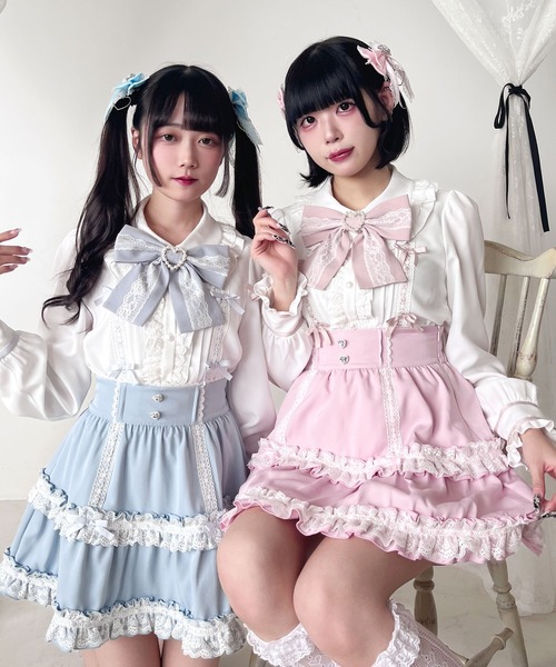 DearMyLove(ディアマイラブ)の「ハシゴレースティアードスカート(スカート・レディース・ベビーピンク/ブラック/ブルー/ホワイト・SMALL/MEDIUM/LARGE/LL/3L)」の5枚目の写真
