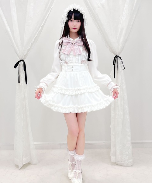 DearMyLove(ディアマイラブ)の「ハシゴレースティアードスカート(スカート・レディース・ベビーピンク/ブラック/ブルー/ホワイト・SMALL/MEDIUM/LARGE/LL/3L)」の11枚目の写真