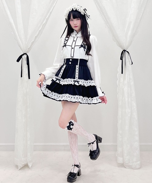 DearMyLove(ディアマイラブ)の「ハシゴレースティアードスカート(スカート・レディース・ベビーピンク/ブラック/ブルー/ホワイト・SMALL/MEDIUM/LARGE/LL/3L)」の17枚目の写真