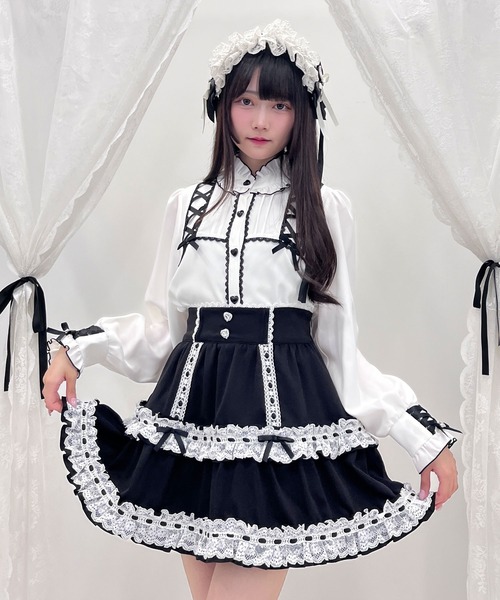 DearMyLove(ディアマイラブ)の「ハシゴレースティアードスカート(スカート・レディース・ベビーピンク/ブラック/ブルー/ホワイト・SMALL/MEDIUM/LARGE/LL/3L)」の16枚目の写真