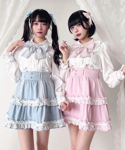 DearMyLove(ディアマイラブ)の「ハシゴレースティアードスカート(スカート・レディース・ベビーピンク/ブラック/ブルー/ホワイト・SMALL/MEDIUM/LARGE/LL/3L)」の10枚目の写真