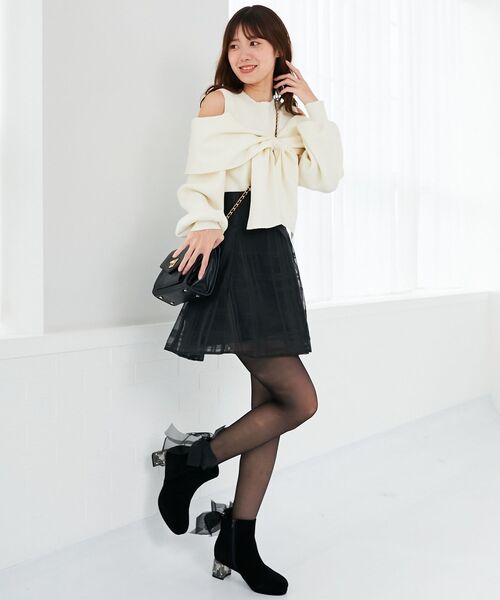 MAJESTIC LEGON（マジェスティックレゴン）の「バックレースアップチェックミニスカート（スカート・レディース・ライトグレー/ブラック・MEDIUM）」の7枚目の写真