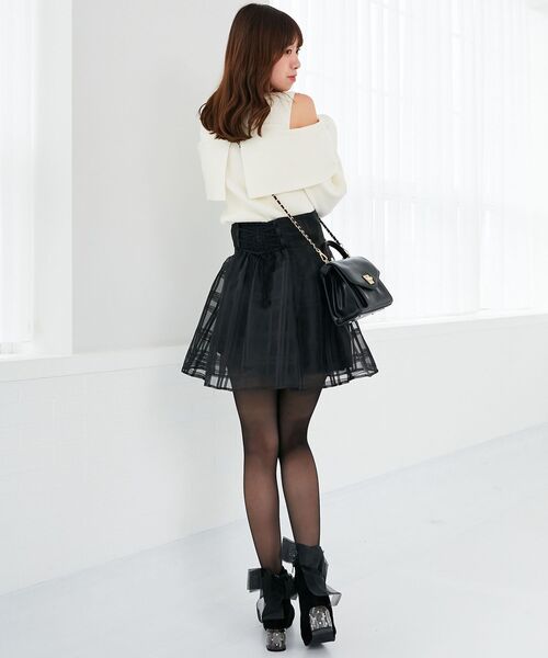 MAJESTIC LEGON（マジェスティックレゴン）の「バックレースアップチェックミニスカート（スカート・レディース・ライトグレー/ブラック・MEDIUM）」の8枚目の写真