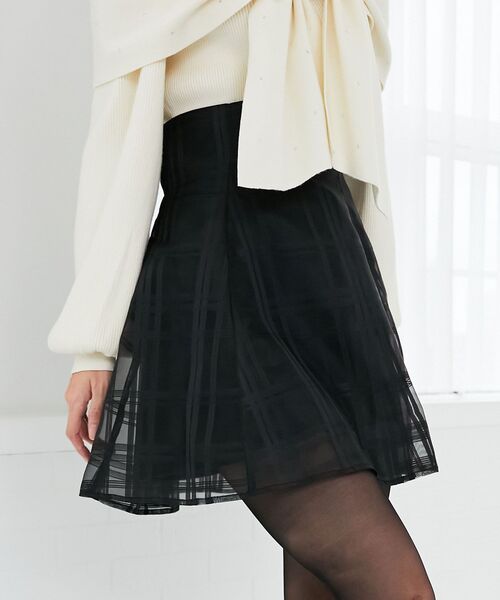 MAJESTIC LEGON（マジェスティックレゴン）の「バックレースアップチェックミニスカート（スカート・レディース・ライトグレー/ブラック・MEDIUM）」の10枚目の写真