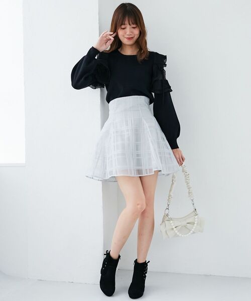 MAJESTIC LEGON（マジェスティックレゴン）の「バックレースアップチェックミニスカート（スカート・レディース・ライトグレー/ブラック・MEDIUM）」の14枚目の写真