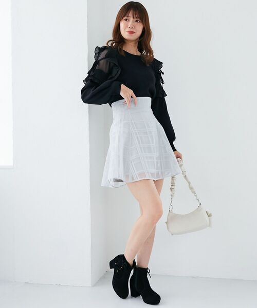 MAJESTIC LEGON（マジェスティックレゴン）の「バックレースアップチェックミニスカート（スカート・レディース・ライトグレー/ブラック・MEDIUM）」の15枚目の写真