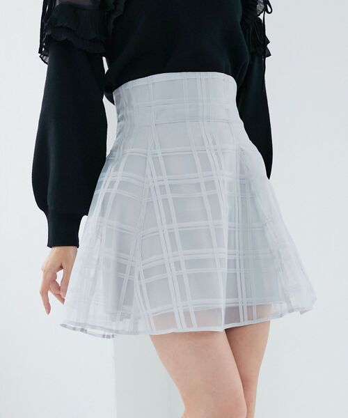 MAJESTIC LEGON（マジェスティックレゴン）の「バックレースアップチェックミニスカート（スカート・レディース・ライトグレー/ブラック・MEDIUM）」の18枚目の写真