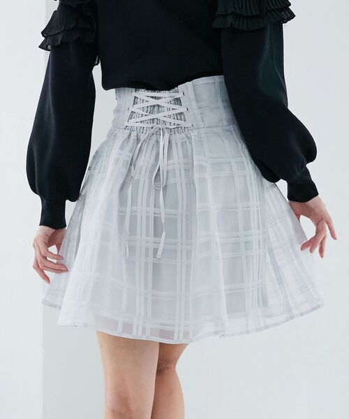 MAJESTIC LEGON（マジェスティックレゴン）の「バックレースアップチェックミニスカート（スカート・レディース・ライトグレー/ブラック・MEDIUM）」の19枚目の写真