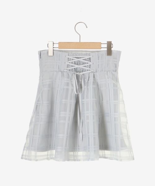 MAJESTIC LEGON（マジェスティックレゴン）の「バックレースアップチェックミニスカート（スカート・レディース・ライトグレー/ブラック・MEDIUM）」の4枚目の写真