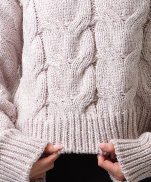 Lace Ladies(レースレディース)の「もこもこ ケーブル柄 ショート ニット プルオーバー(ニット/セーター・レディース・ブラック/グレー/ピンク・FREE/S)」の22枚目の写真