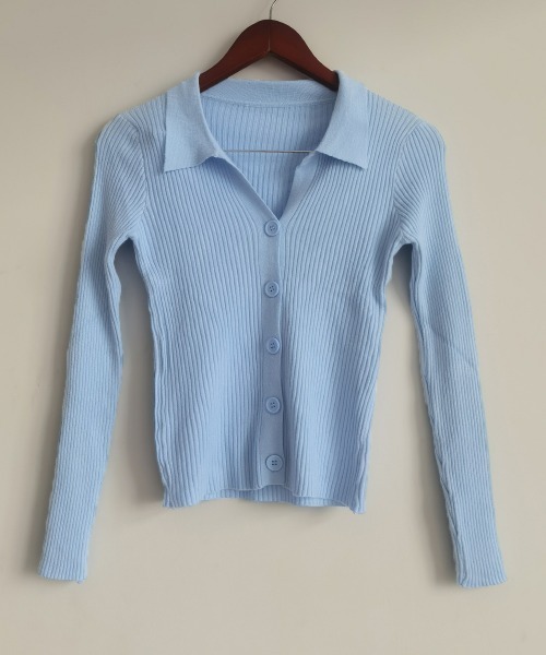 Miniministore(ミニミニストア)の「ニットトップス レディース Vネック長袖(ニット/セーター・レディース・ピンク/ブラック/アイボリー/ブルー/ホワイト・FREE)」の9枚目の写真