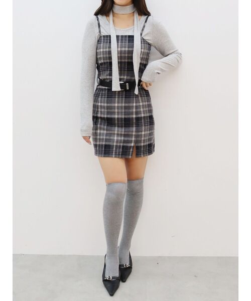 EVRIS（エヴリス）の「チェックミニワンピース（ワンピース・レディース・ブラック/レッド・FREE）」の4枚目の写真