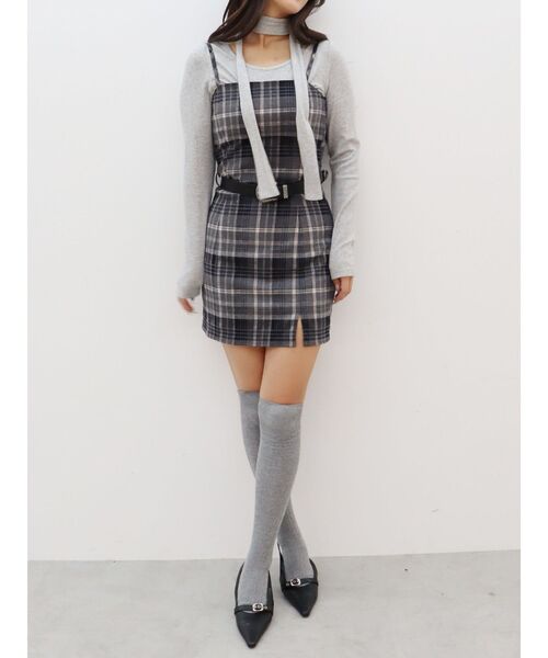 EVRIS（エヴリス）の「チェックミニワンピース（ワンピース・レディース・ブラック/レッド・FREE）」の5枚目の写真