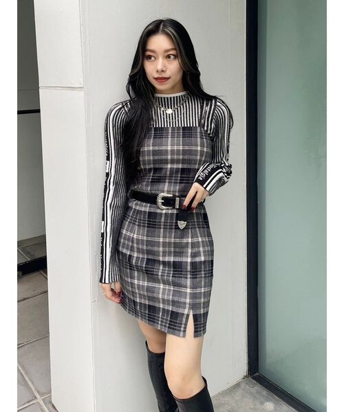 EVRIS（エヴリス）の「チェックミニワンピース（ワンピース・レディース・ブラック/レッド・FREE）」の6枚目の写真