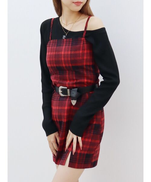 EVRIS（エヴリス）の「チェックミニワンピース（ワンピース・レディース・ブラック/レッド・FREE）」の10枚目の写真