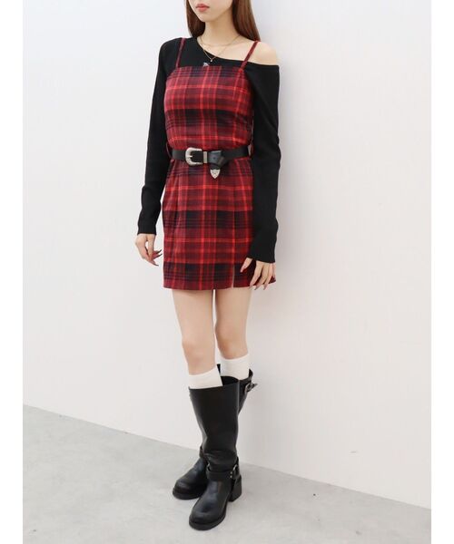 EVRIS（エヴリス）の「チェックミニワンピース（ワンピース・レディース・ブラック/レッド・FREE）」の11枚目の写真
