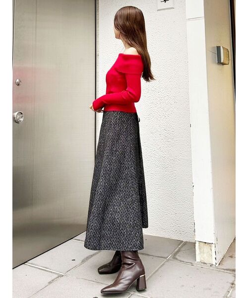 MERCURYDUO（マーキュリーデュオ）の「2WAYオフショルZIPロングスリーブニット（ニット/セーター・レディース・ダークブラウン/レッド/ブラック/アイボリー・FREE）」の7枚目の写真