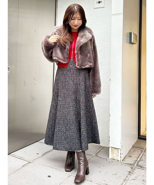 MERCURYDUO（マーキュリーデュオ）の「2WAYオフショルZIPロングスリーブニット（ニット/セーター・レディース・ダークブラウン/レッド/ブラック/アイボリー・FREE）」の10枚目の写真