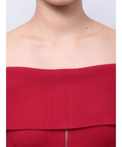 MERCURYDUO（マーキュリーデュオ）の「2WAYオフショルZIPロングスリーブニット（ニット/セーター・レディース・ダークブラウン/レッド/ブラック/アイボリー・FREE）」の14枚目の写真